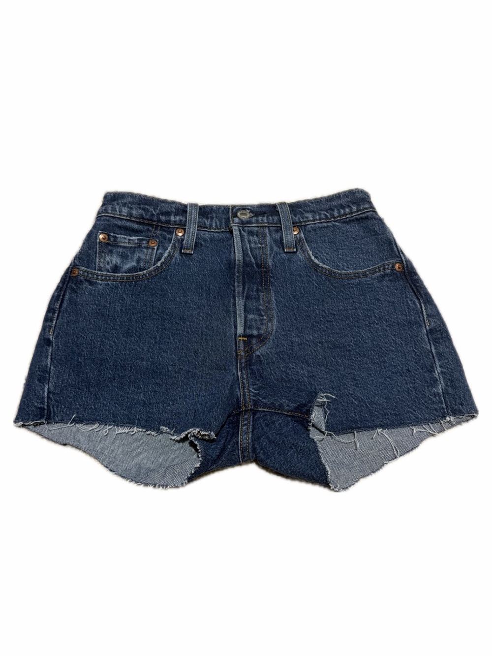 Levi's Dark Blue High-Rise Cutoff Jean Shorts